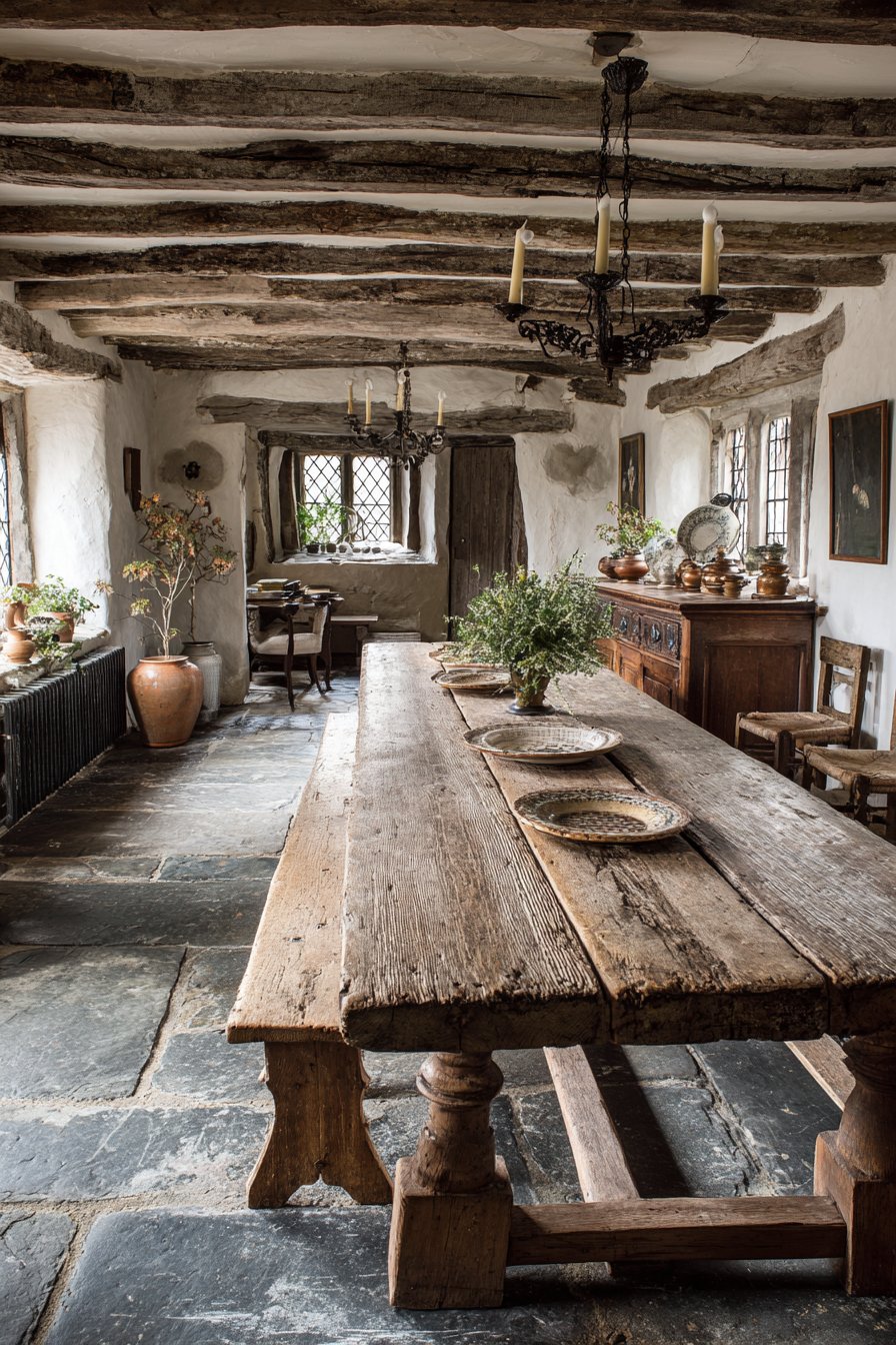  Rustic English Refectory Table Heritage