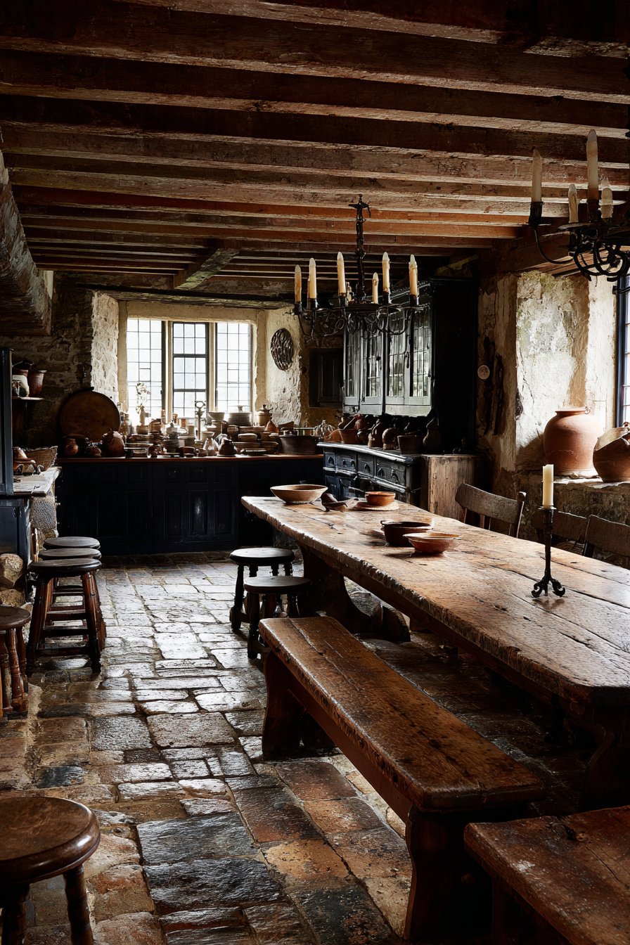  Rustic English Refectory Table Heritage
