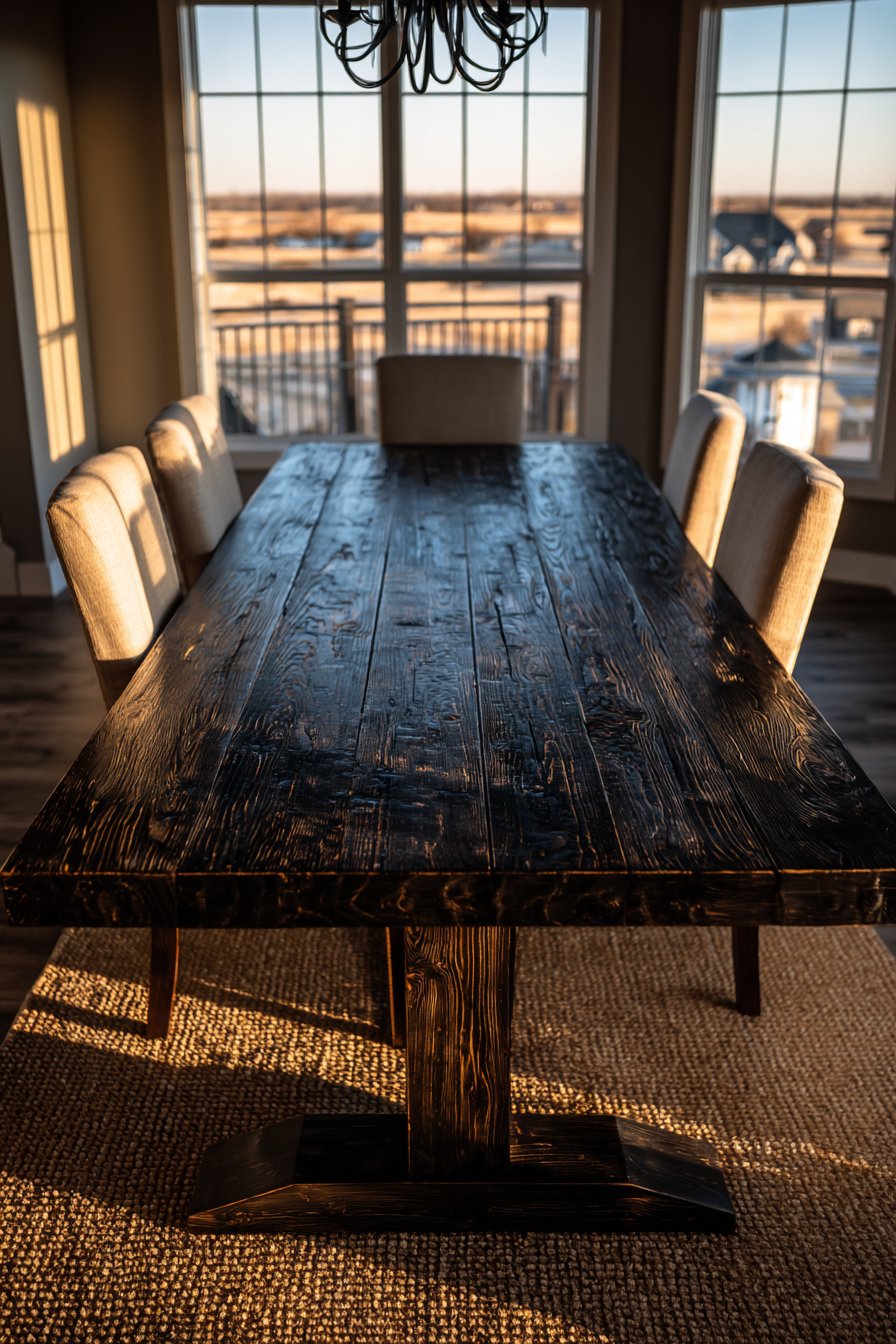 Rustic Wire-Brushed Oak Trestle Base