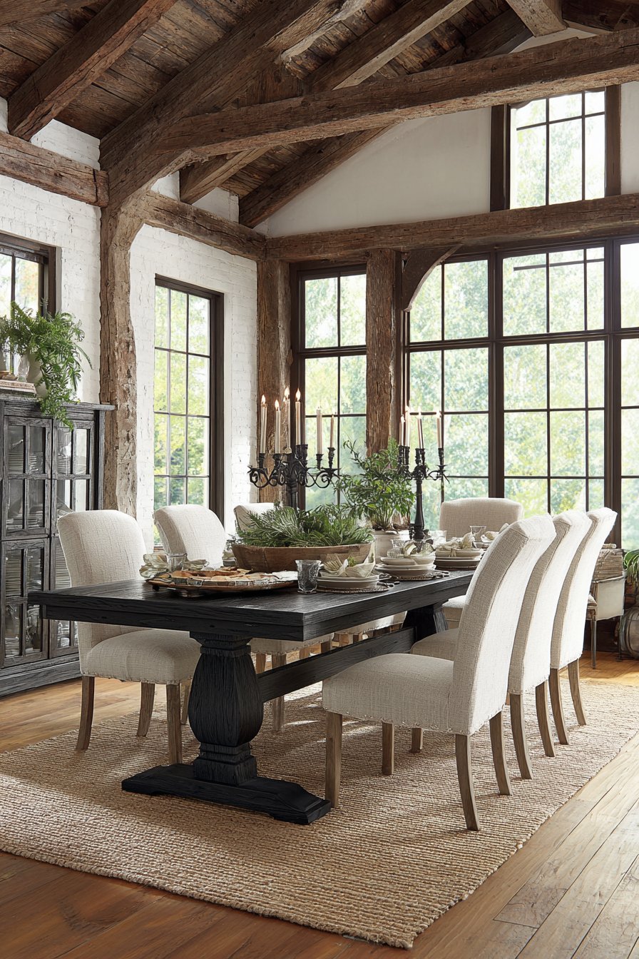 Rustic Wire-Brushed Oak Trestle Base