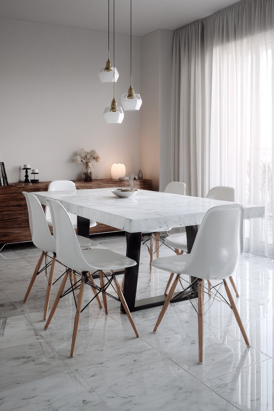 Minimalist Marble and Steel Restraint