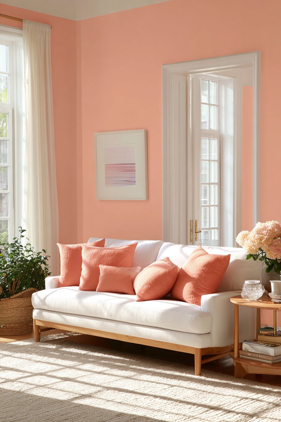 Soft Peachy Pinks and Coral Accents