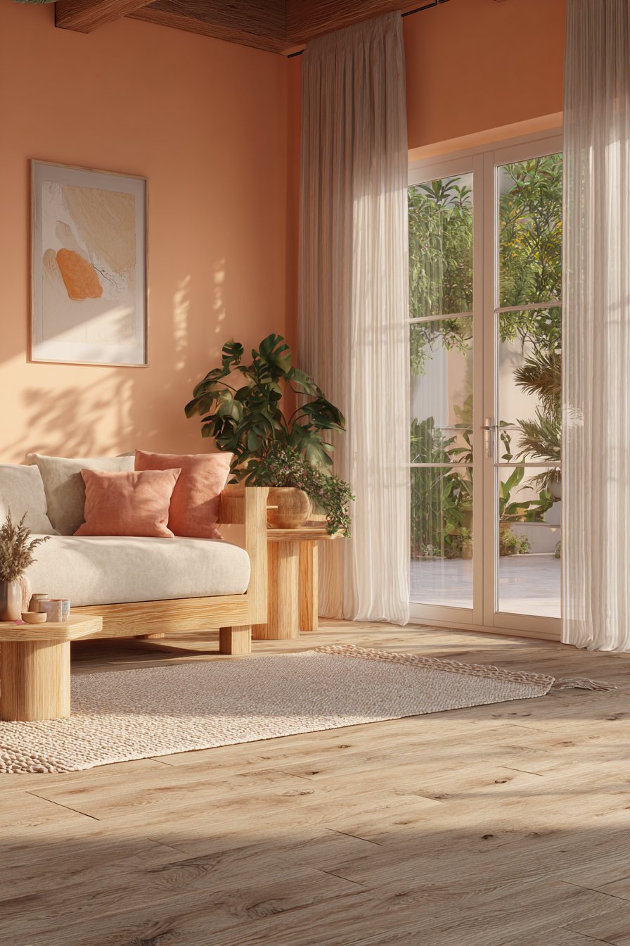 Soft Peachy Pinks and Coral Accents