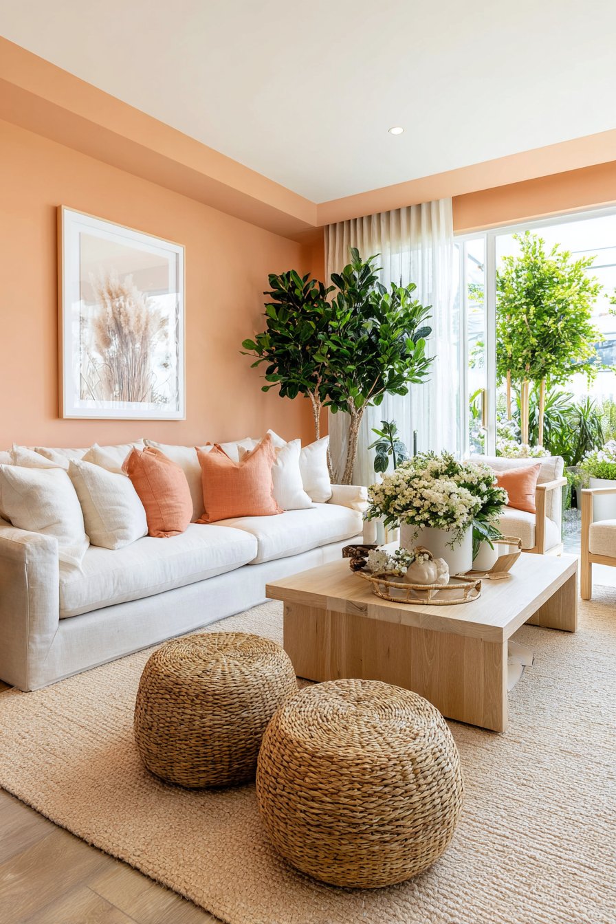 Soft Peachy Pinks and Coral Accents