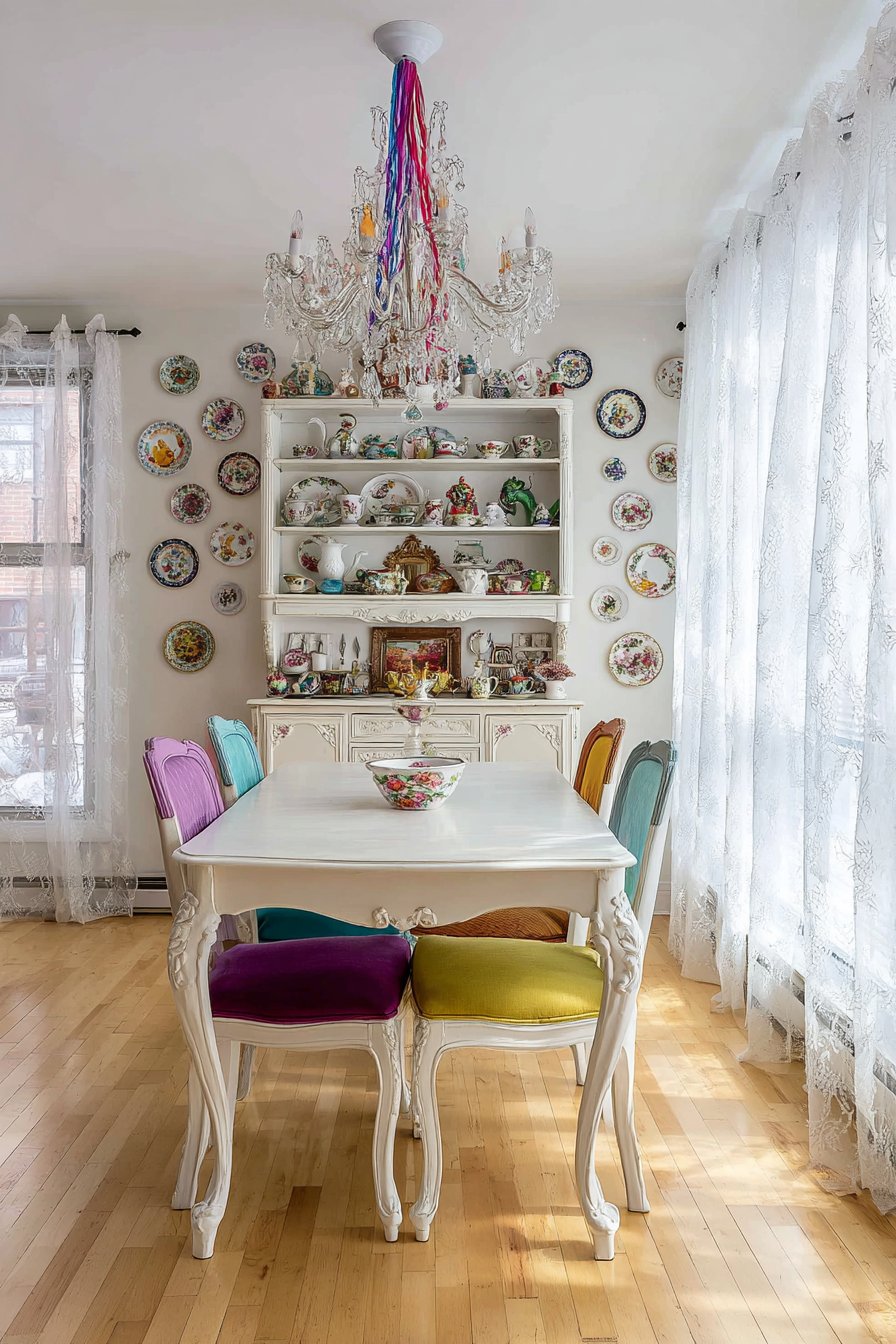 White Cabriole with Rainbow Seating Arrangement