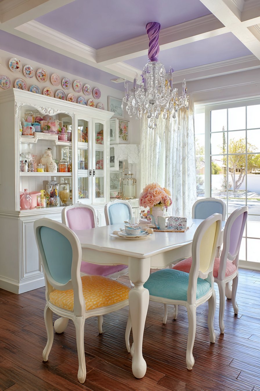 White Cabriole with Rainbow Seating Arrangement