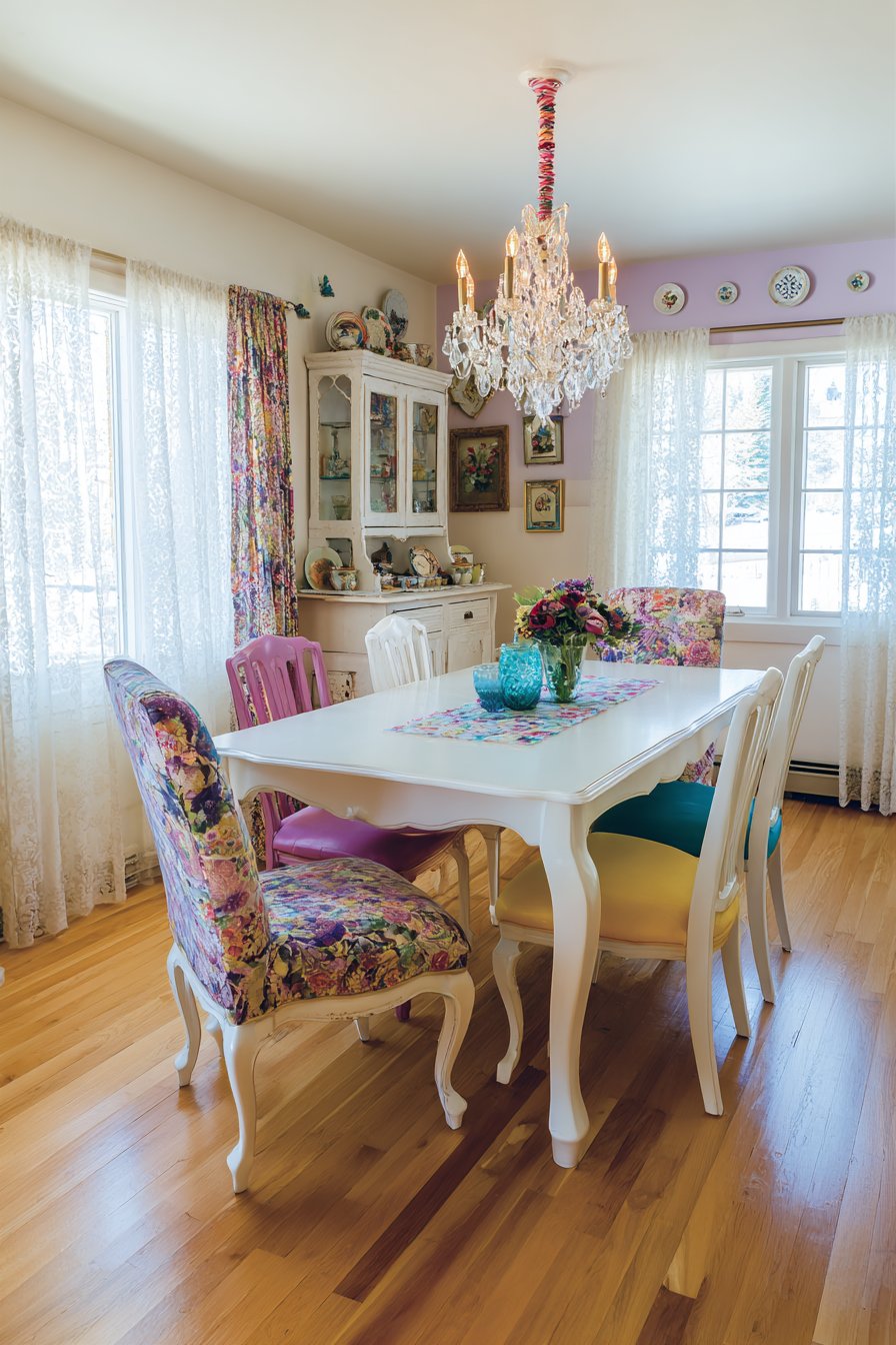 White Cabriole with Rainbow Seating Arrangement