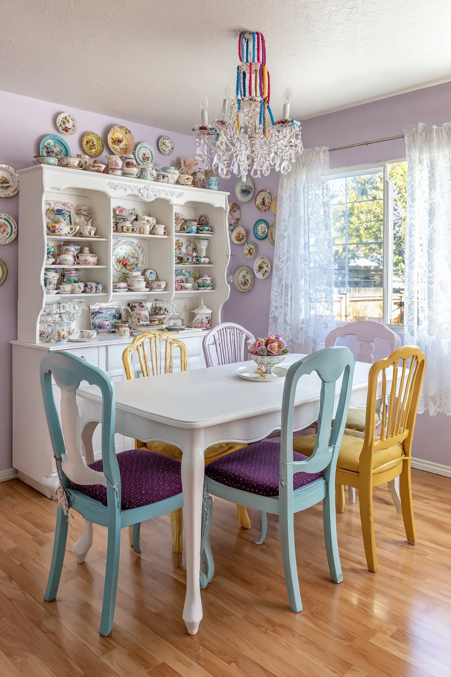 White Cabriole with Rainbow Seating Arrangement