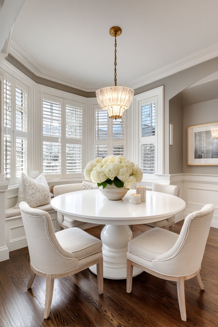 Transitional Round White Pedestal