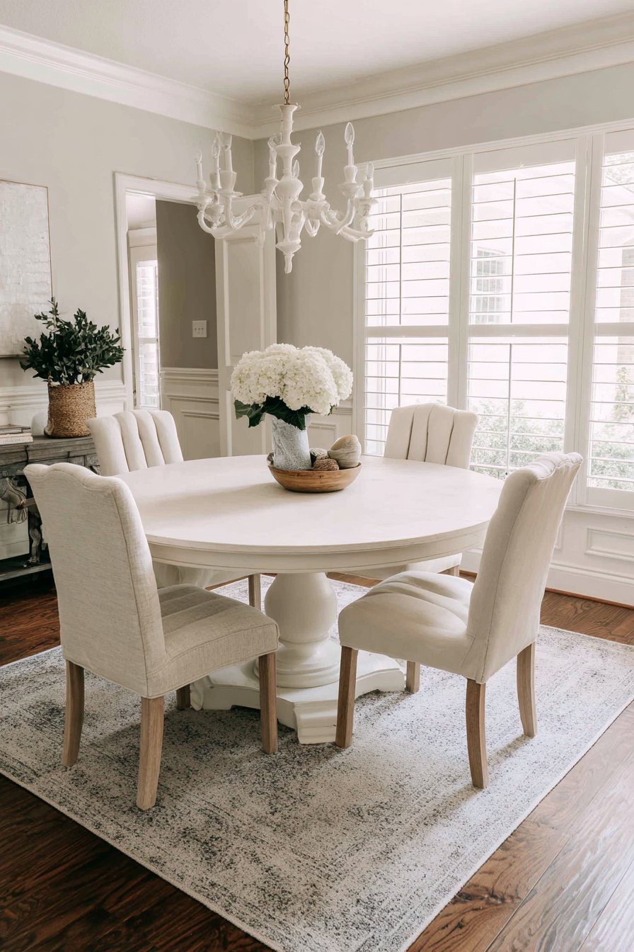 Transitional Round White Pedestal