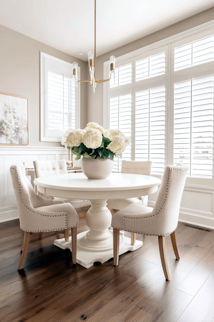 Transitional Round White Pedestal