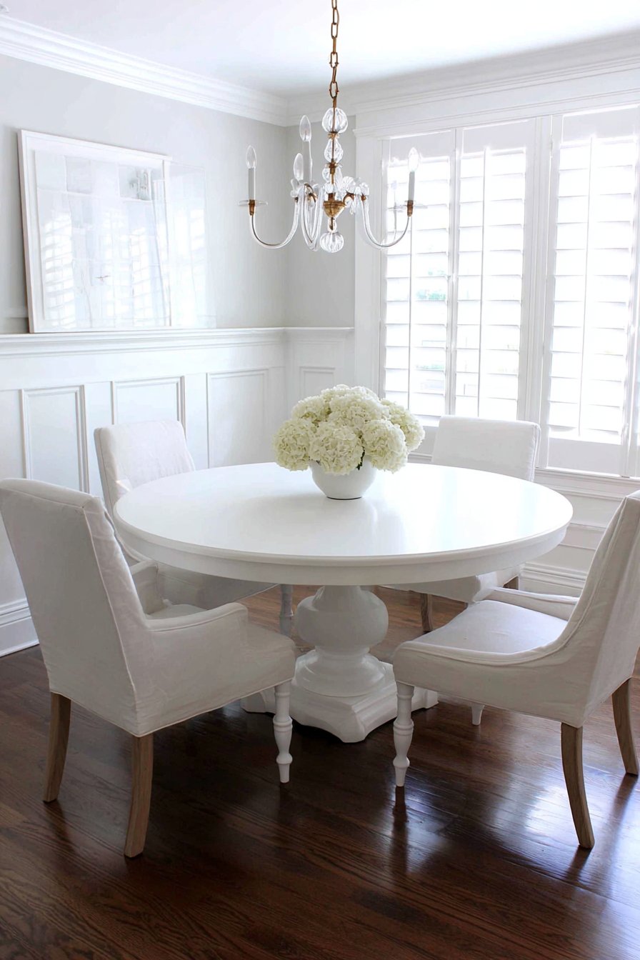 Transitional Round White Pedestal
