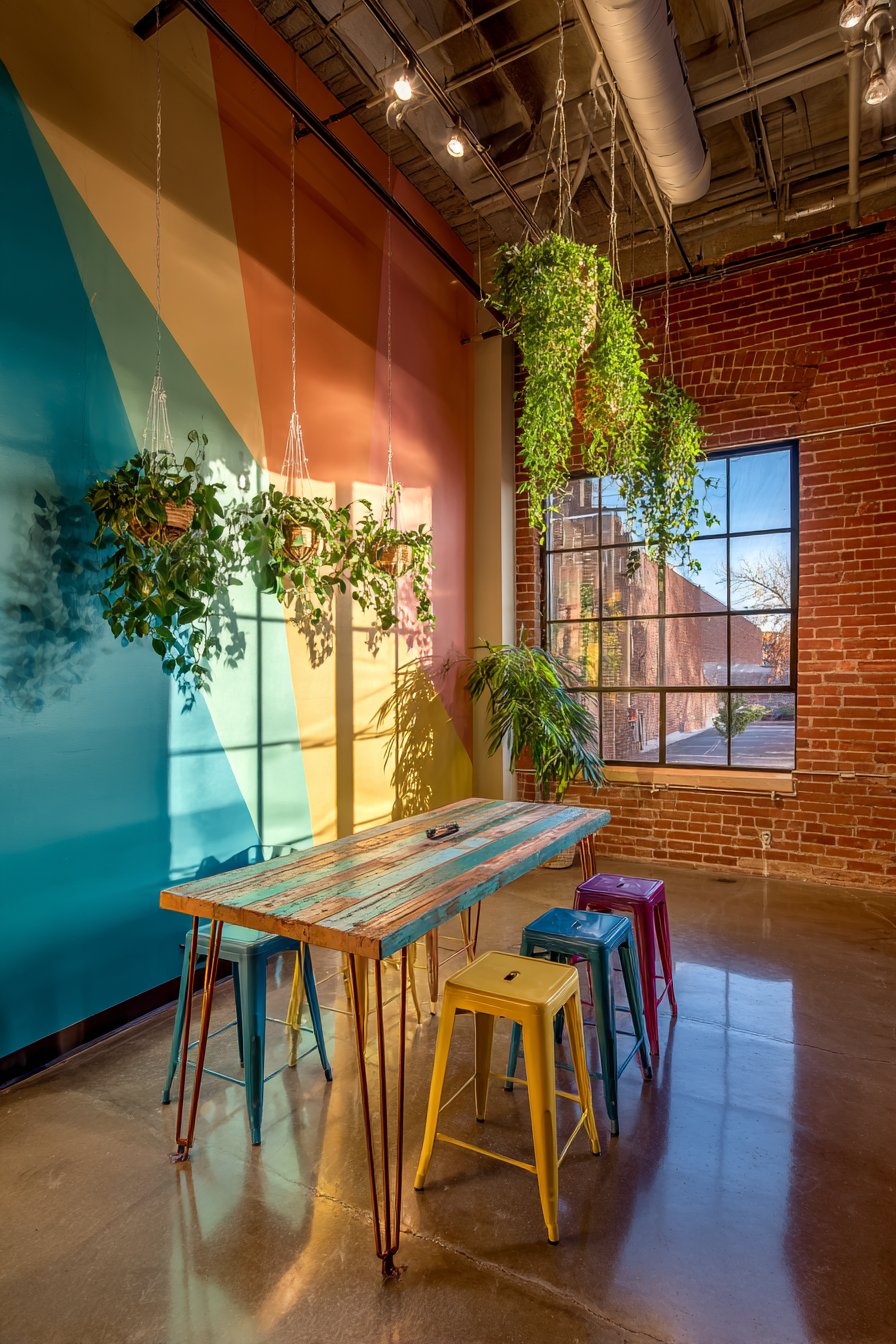 Reclaimed Door Table with Industrial Urban Elements