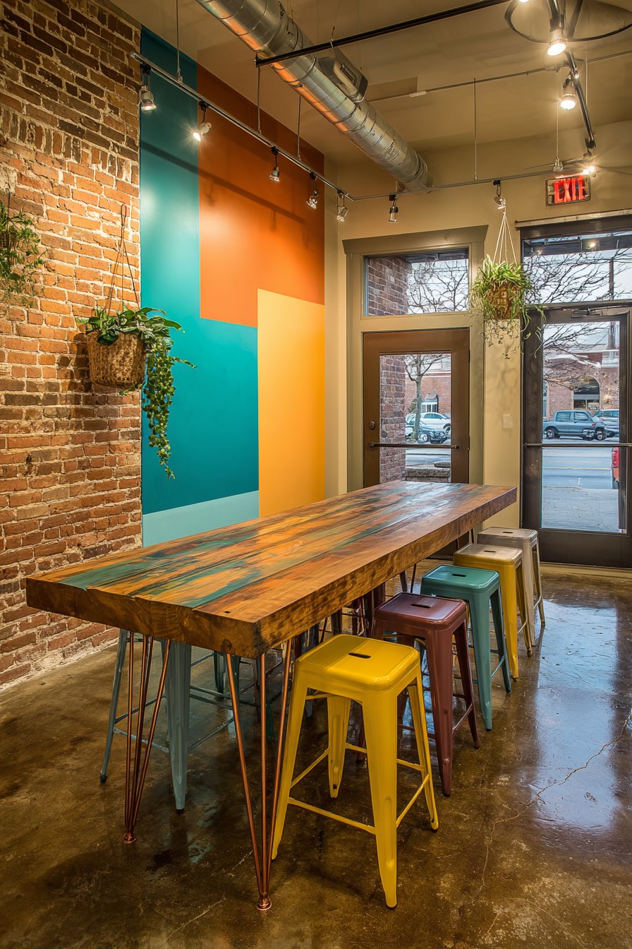 Reclaimed Door Table with Industrial Urban Elements