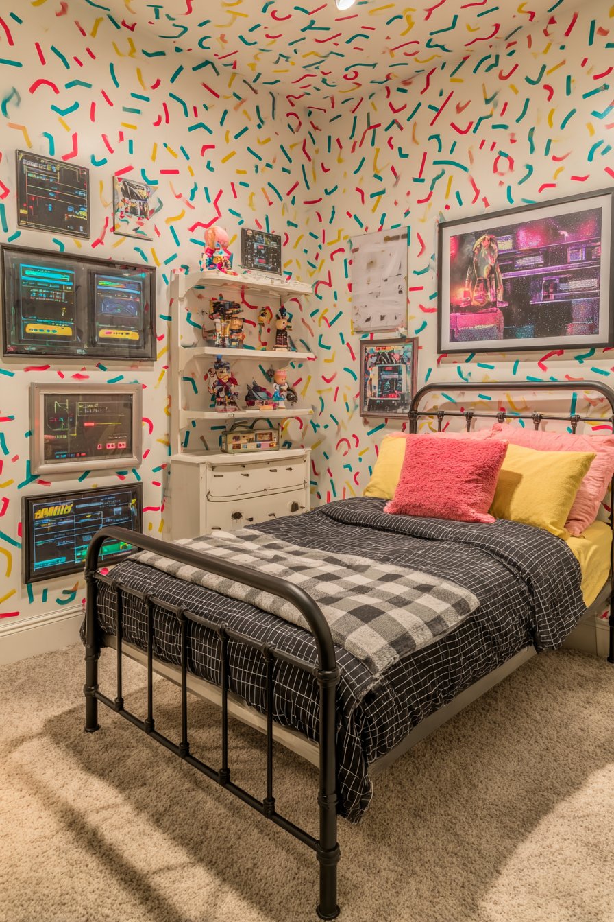 Bold Wallpaper Feature with Eclectic Collections