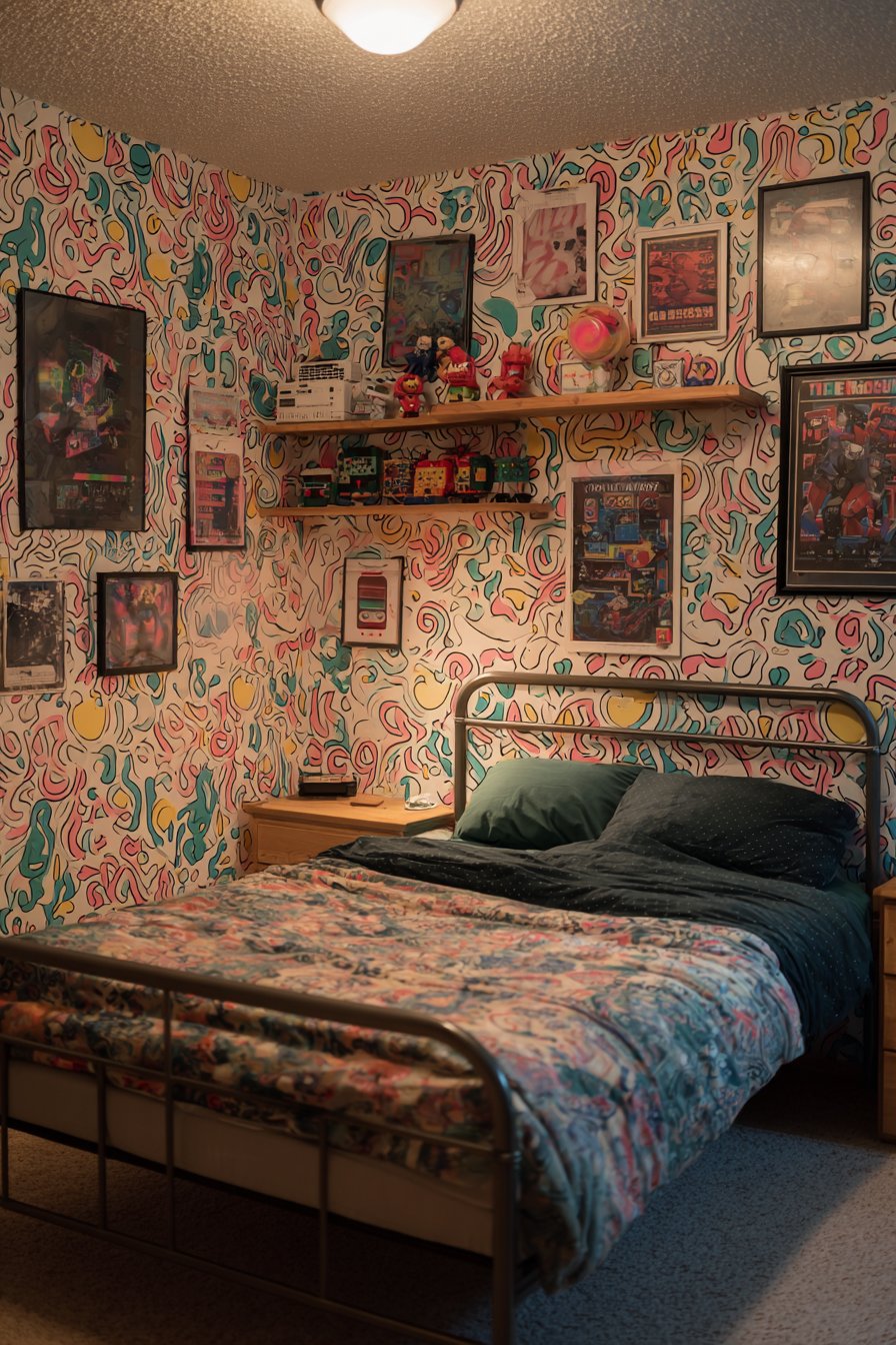 Bold Wallpaper Feature with Eclectic Collections