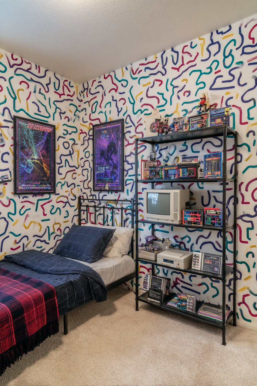 Bold Wallpaper Feature with Eclectic Collections