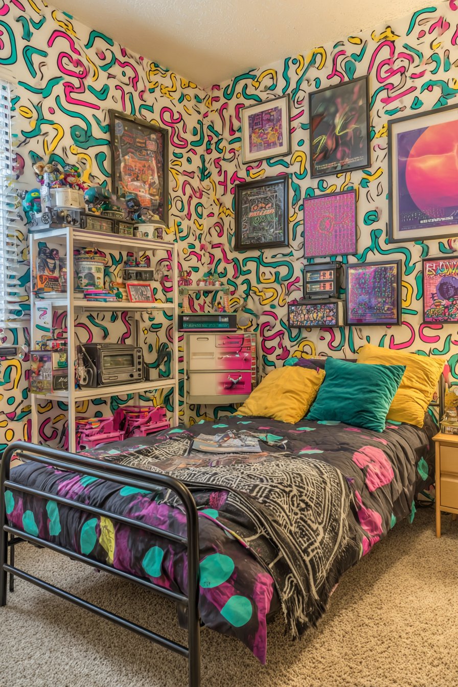 Bold Wallpaper Feature with Eclectic Collections