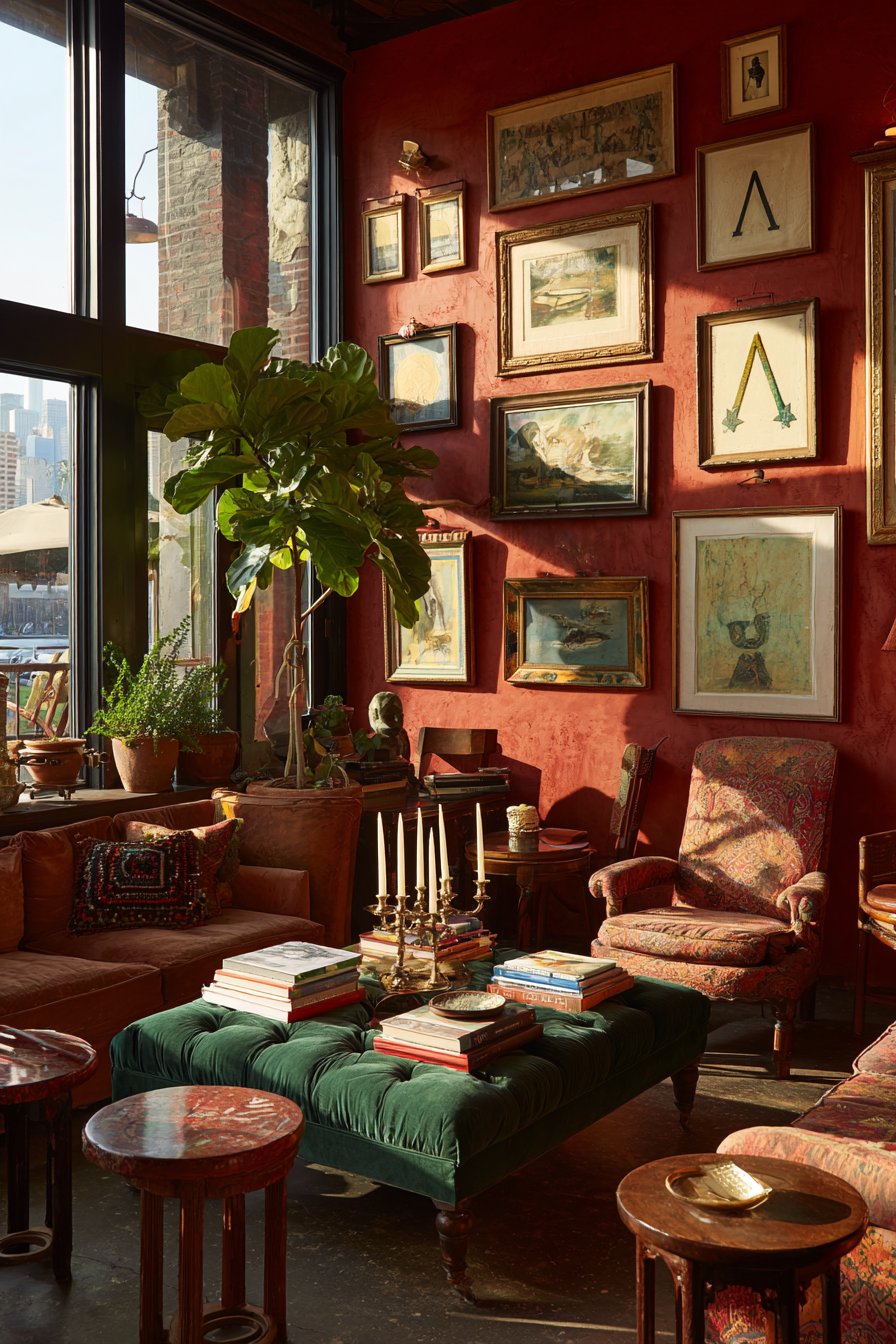 Emerald Velvet Ottoman Centerpiece