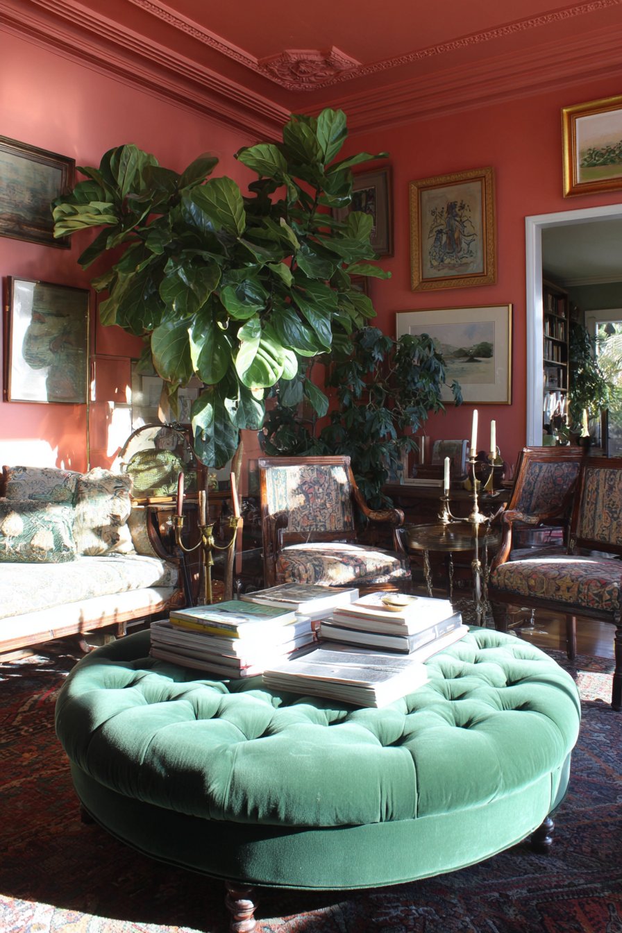 Emerald Velvet Ottoman Centerpiece