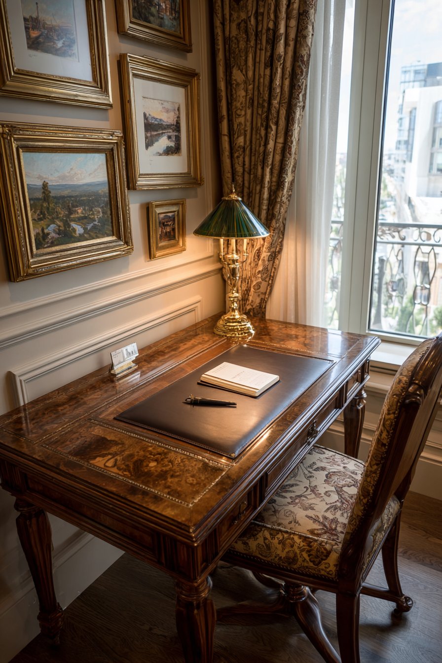 Burled Walnut Writing Desk Vignette