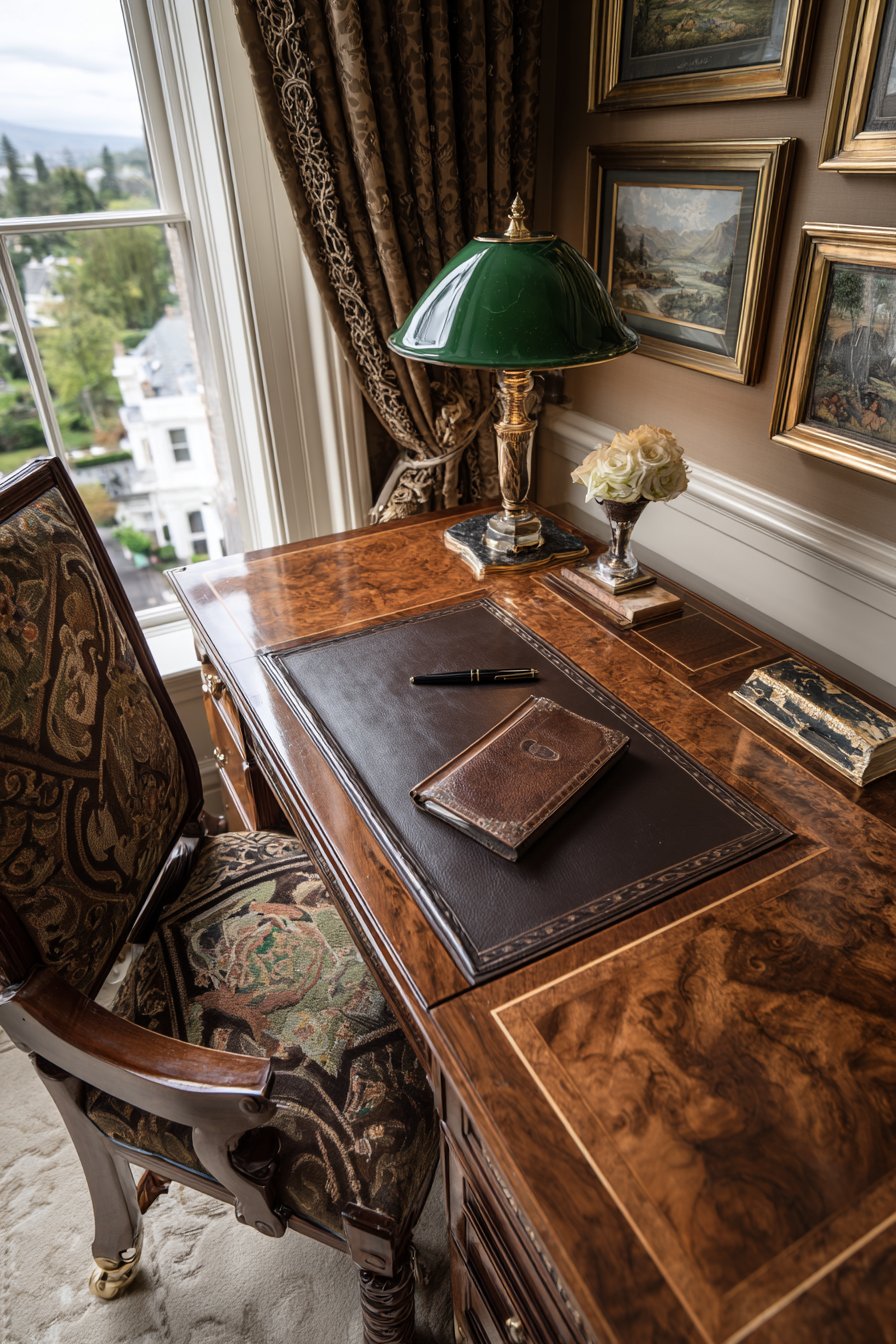 Burled Walnut Writing Desk Vignette