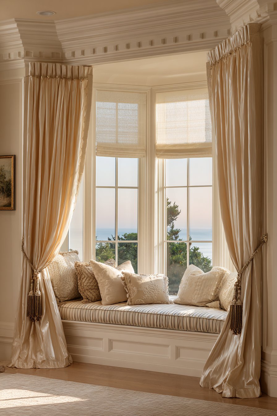 Layered Silk Window Treatments