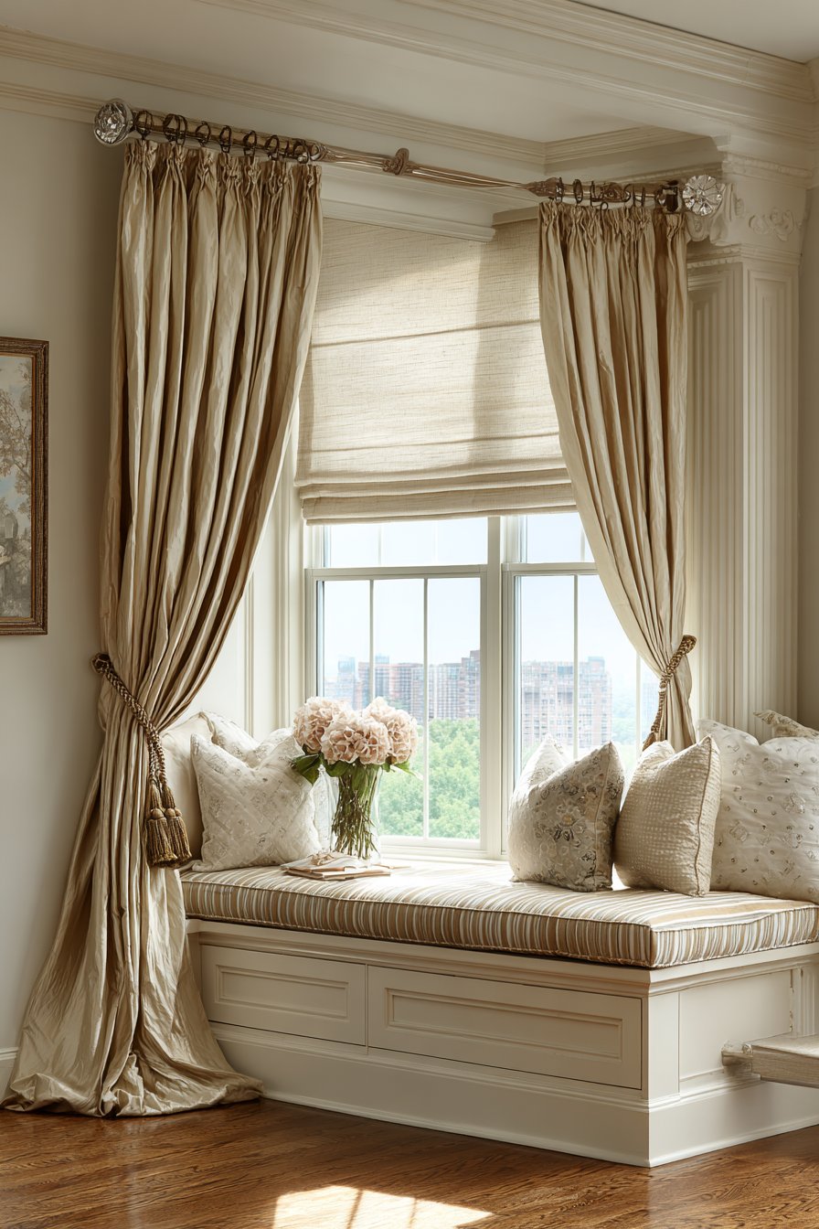 Layered Silk Window Treatments