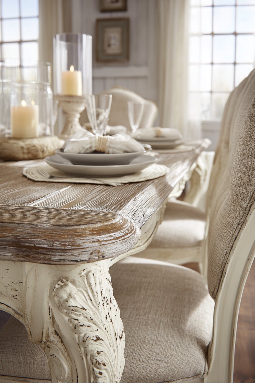 French Country Carved Frame with Linen Upholstery