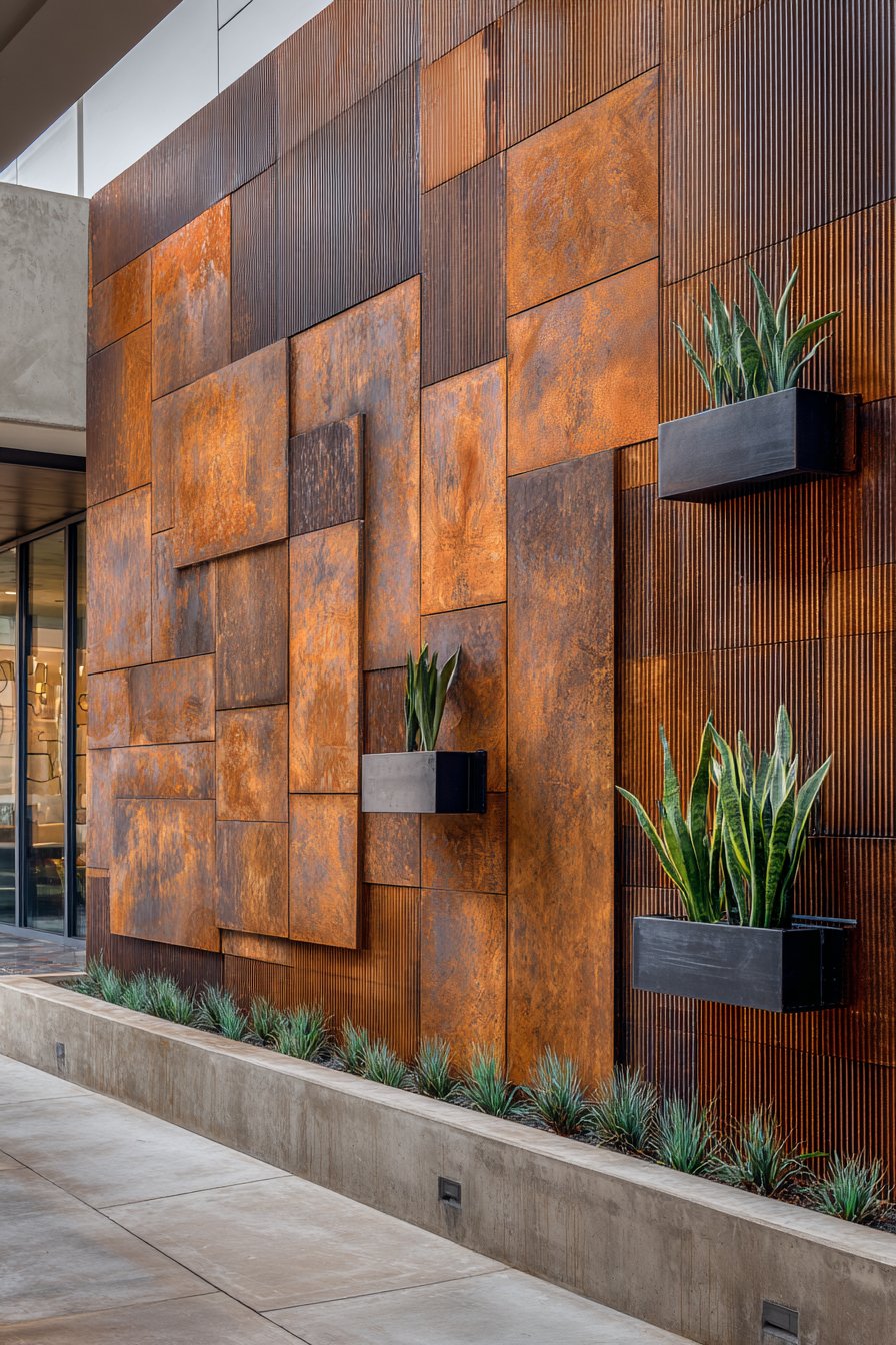 Industrial Corrugated Metal with Natural Rust Patina