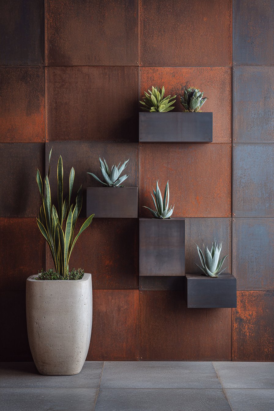 Industrial Corrugated Metal with Natural Rust Patina