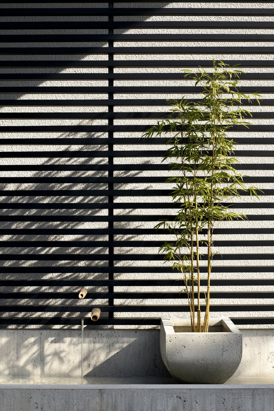 Japanese-Inspired Black Cedar Screen with Bamboo