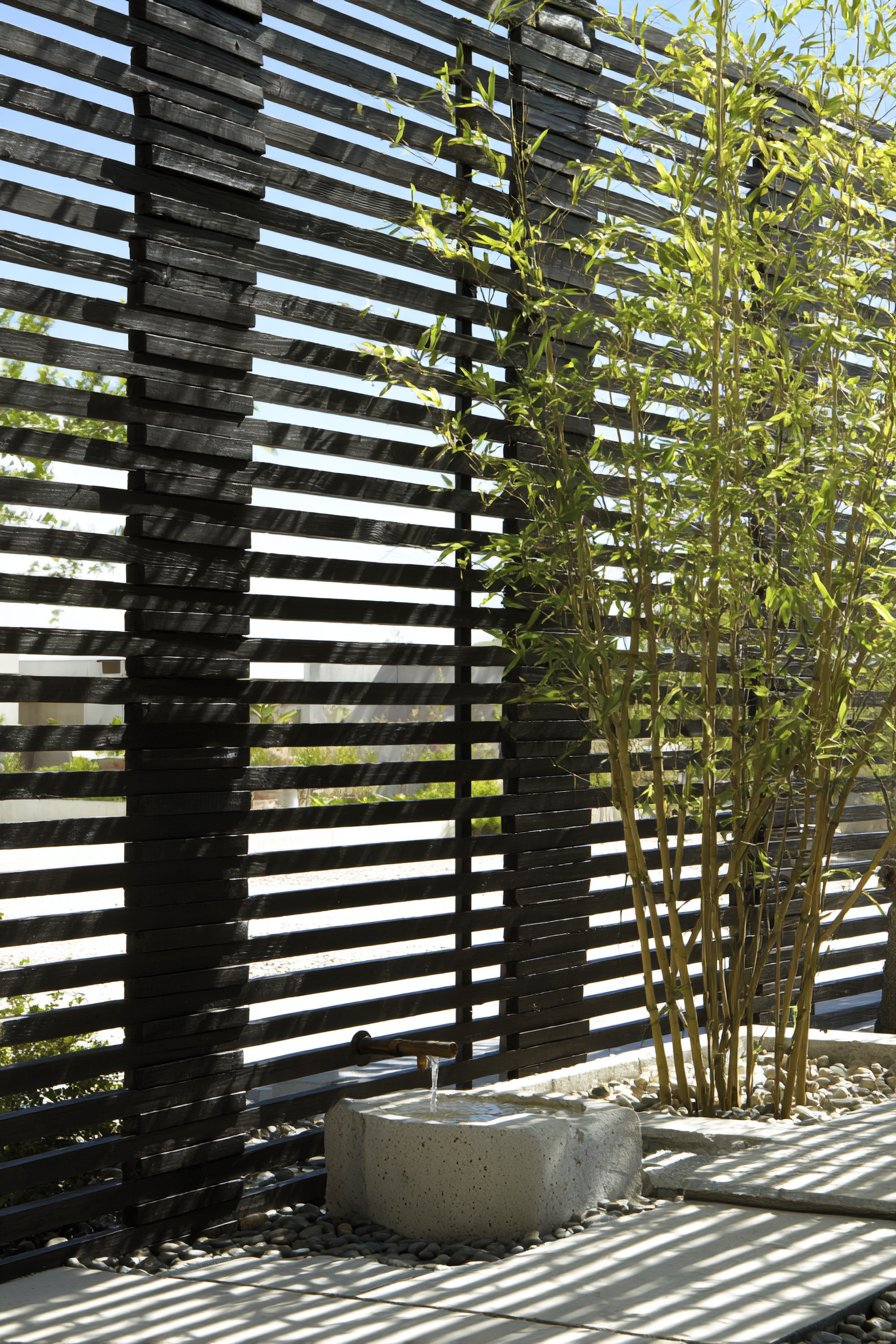 Japanese-Inspired Black Cedar Screen with Bamboo