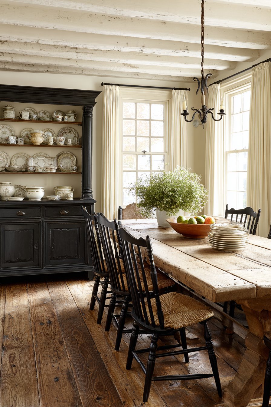 Reclaimed Oak Farmhouse with Rush Seating