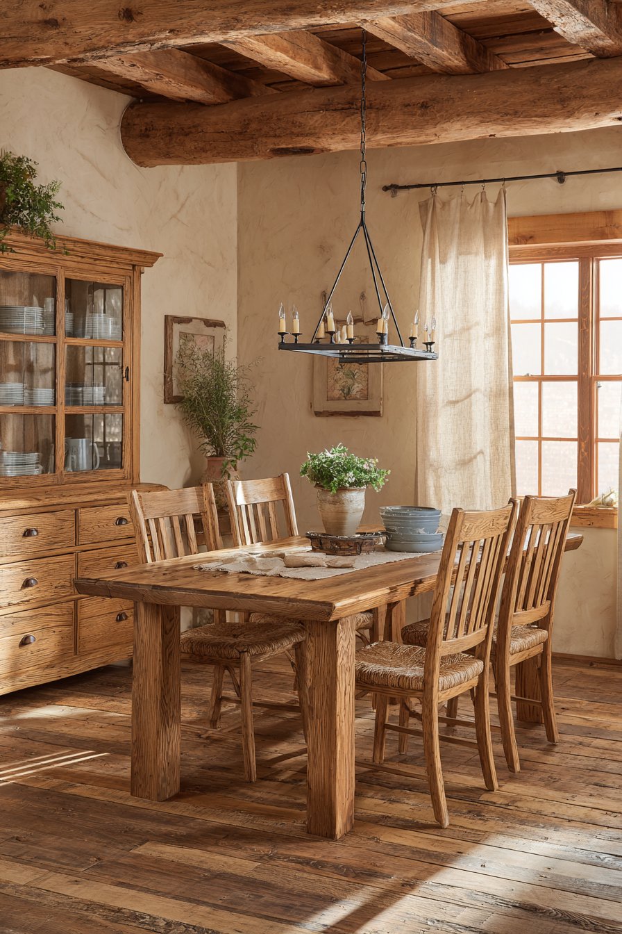 Reclaimed Oak Farmhouse with Rush Seating