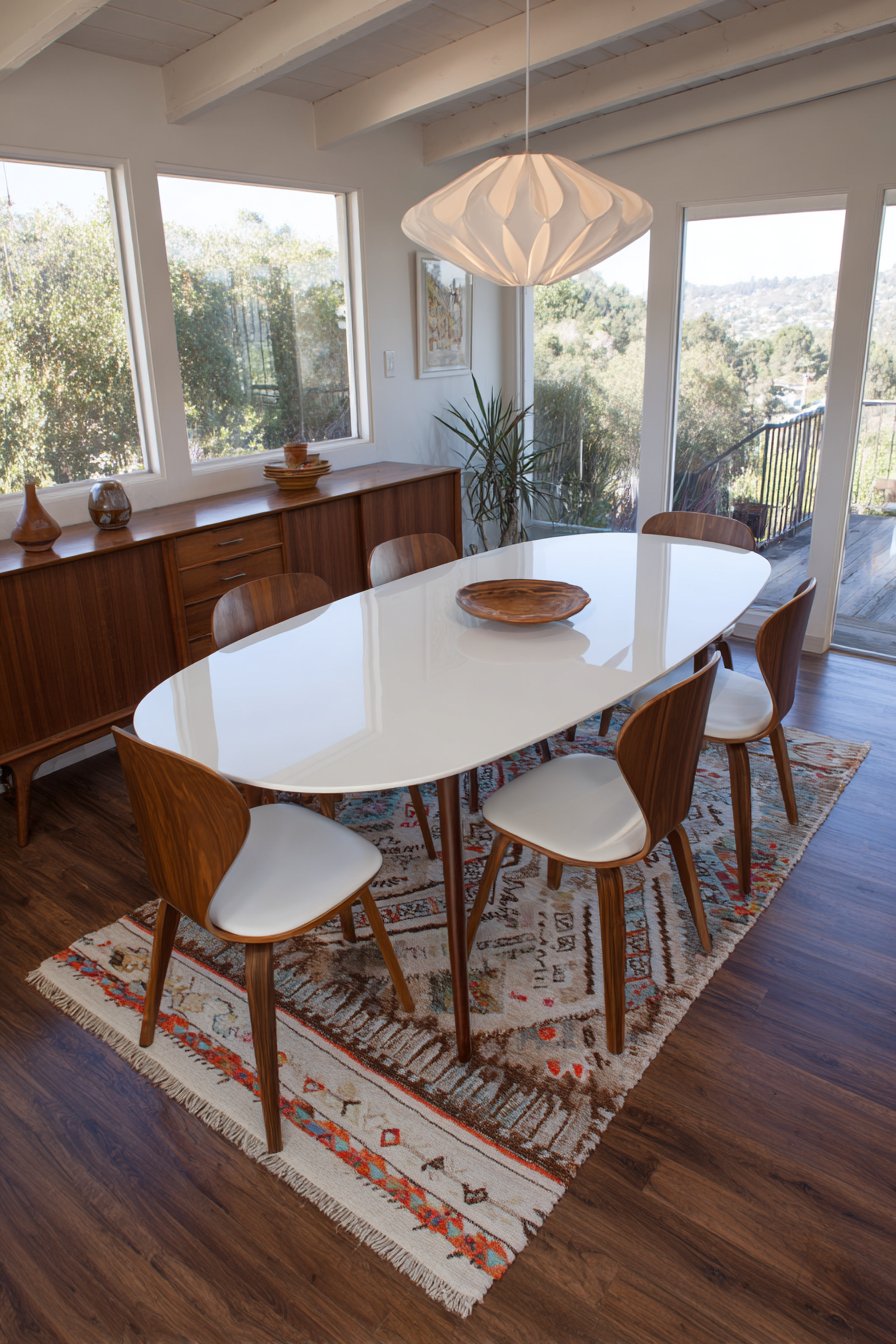 Mid-Century Modern White Lacquered Oval