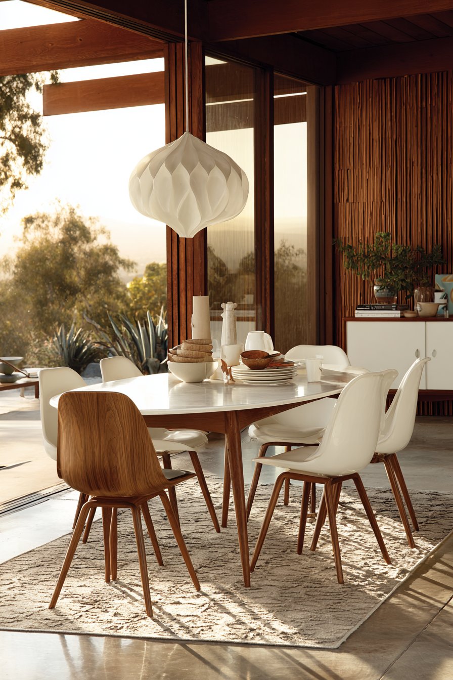 Mid-Century Modern White Lacquered Oval