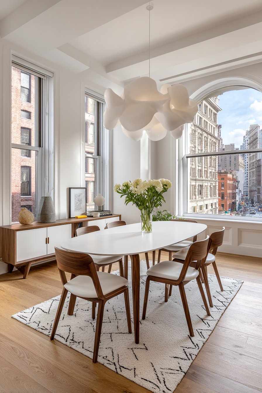 Mid-Century Modern White Lacquered Oval