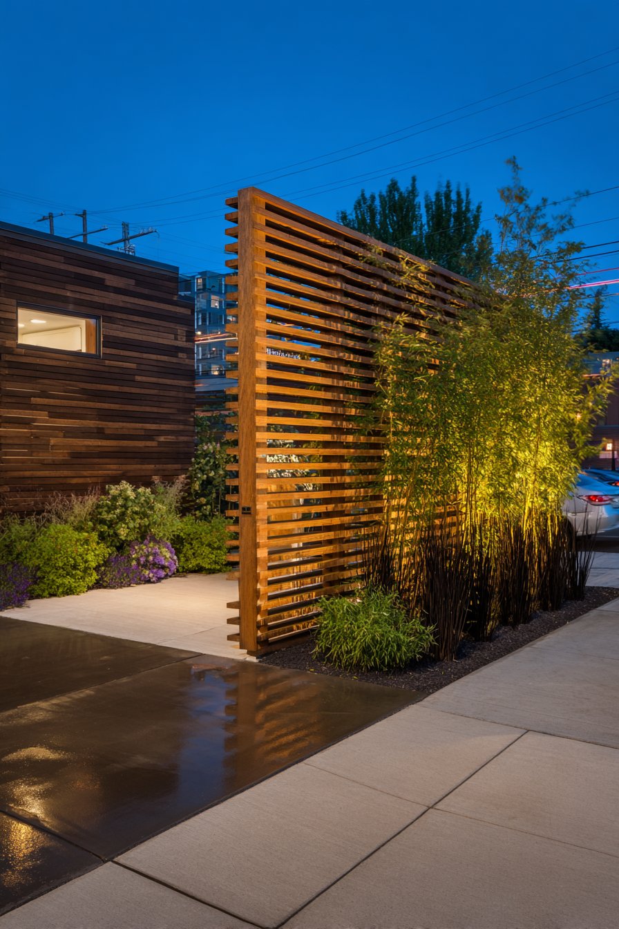 Contemporary Cedar Slat Privacy Screen