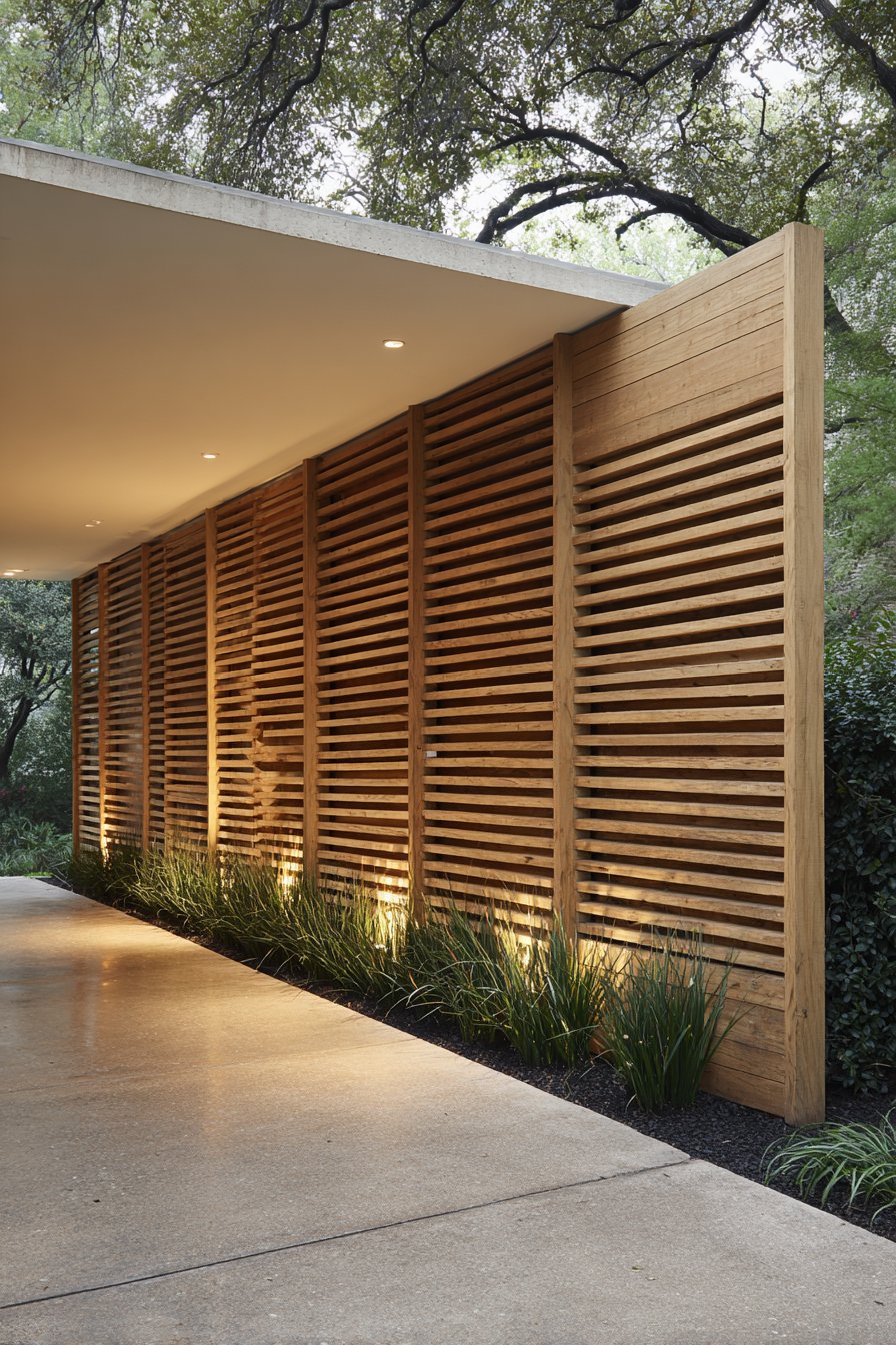 Contemporary Cedar Slat Privacy Screen