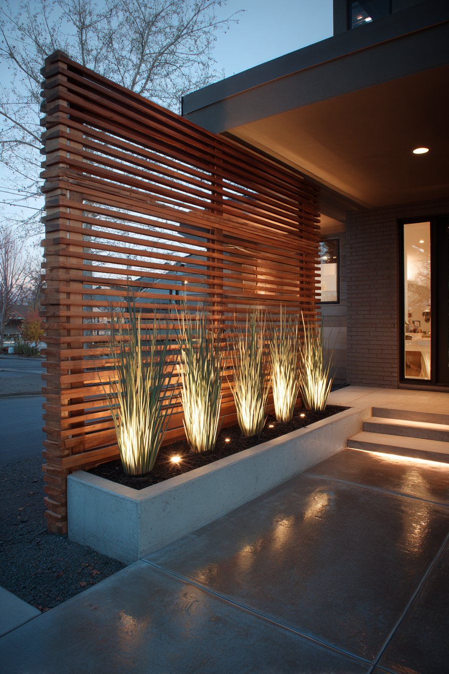 Contemporary Cedar Slat Privacy Screen