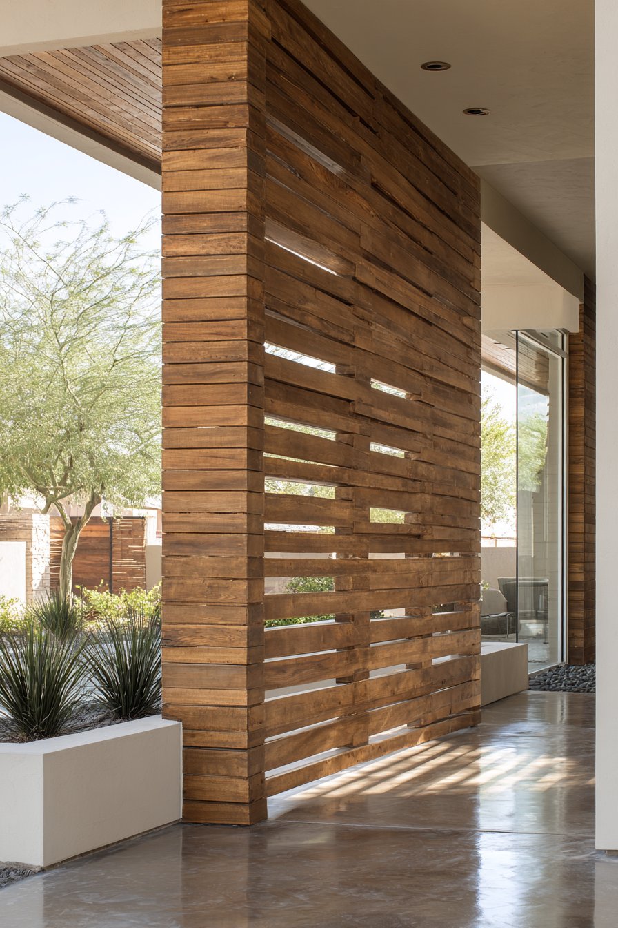 Contemporary Cedar Slat Privacy Screen