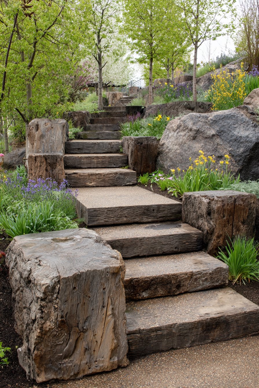 Terraced Garden Railroad Tie Design