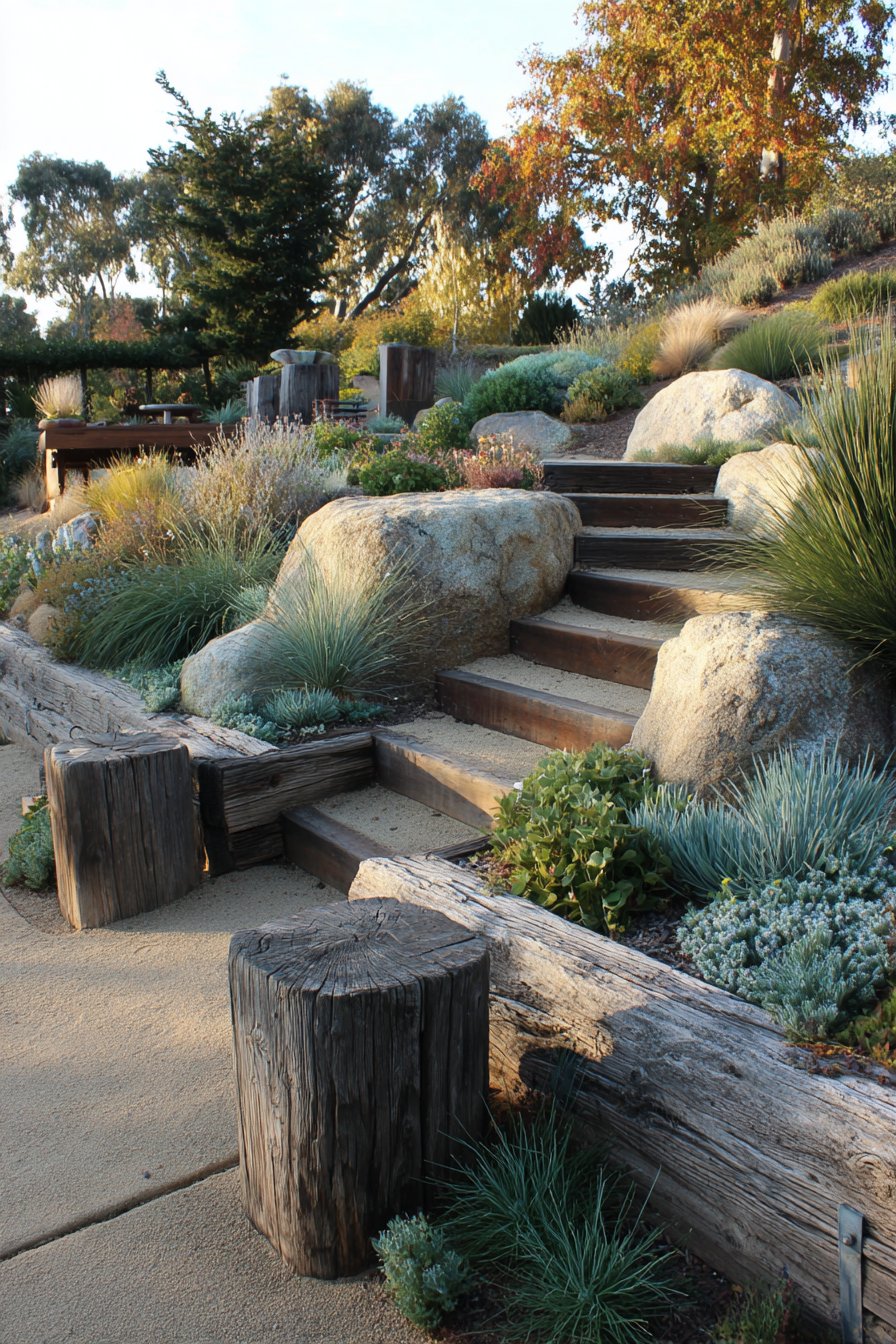 Terraced Garden Railroad Tie Design