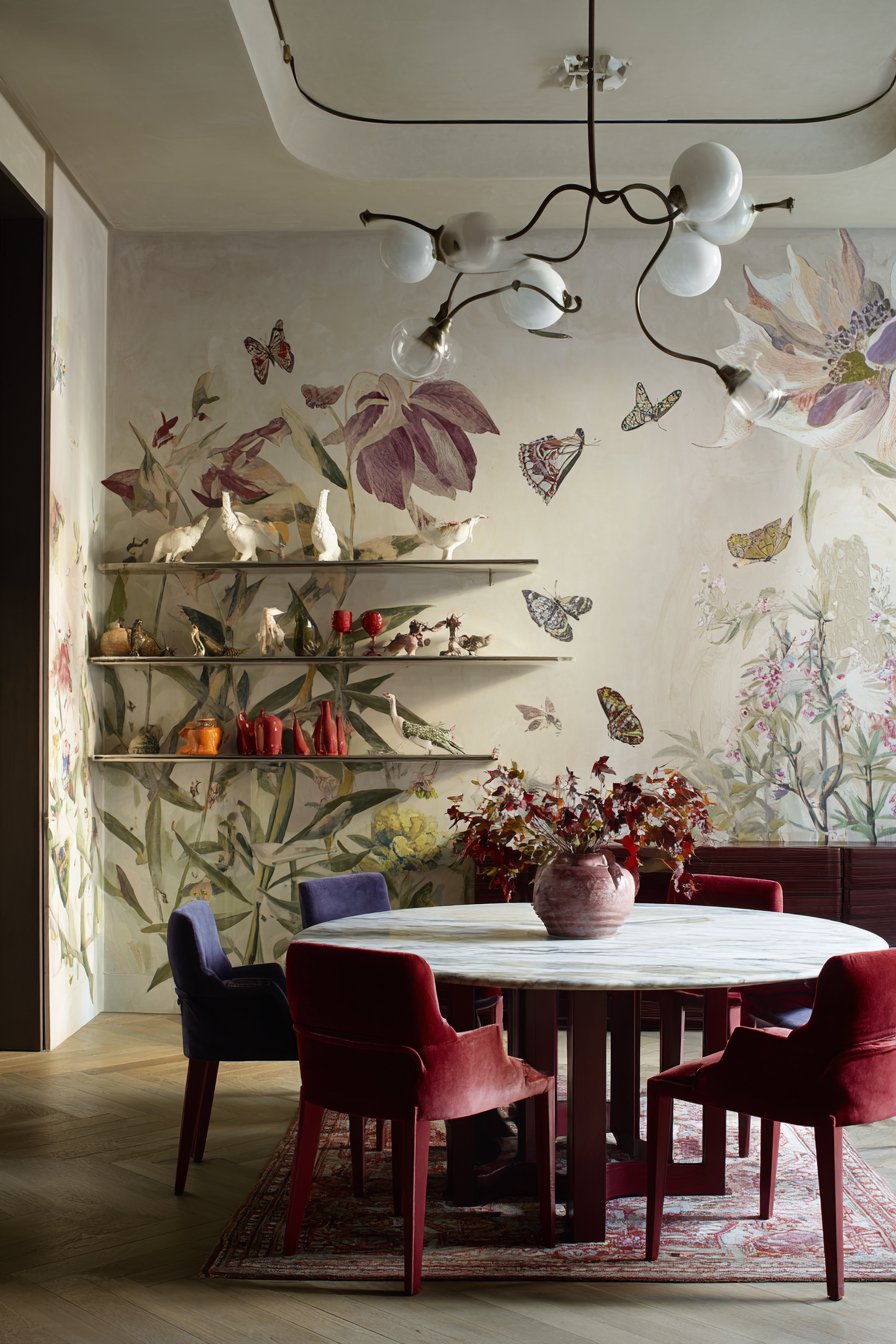 Marble-Look with Jewel Tone Velvet Chairs