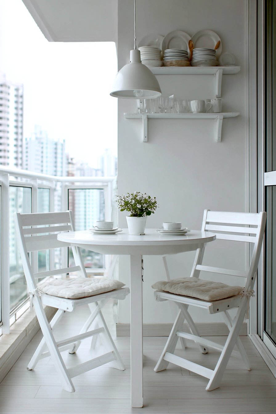 Compact White Drop-Leaf Functionality