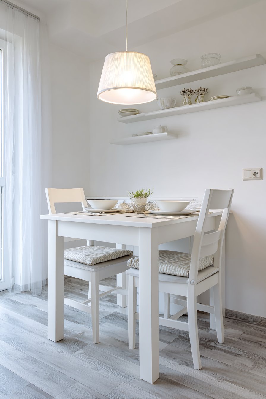 Compact White Drop-Leaf Functionality