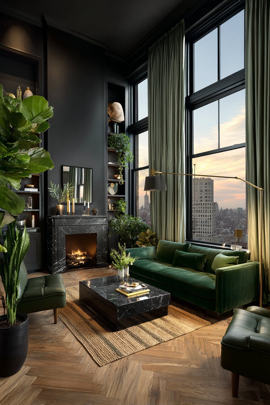  Black and green living room ideas (