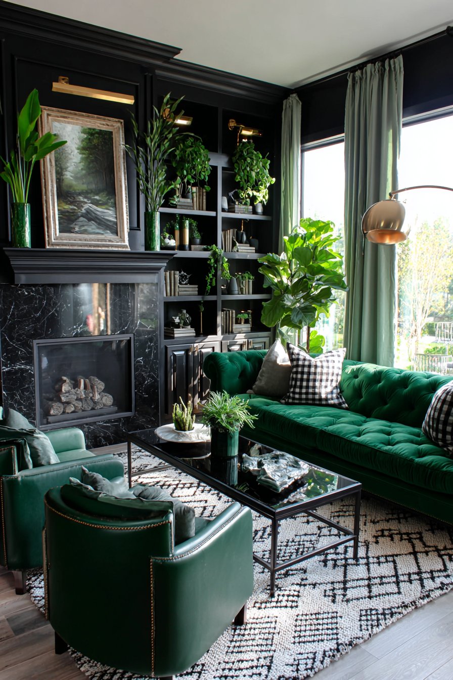  Black and green living room ideas (