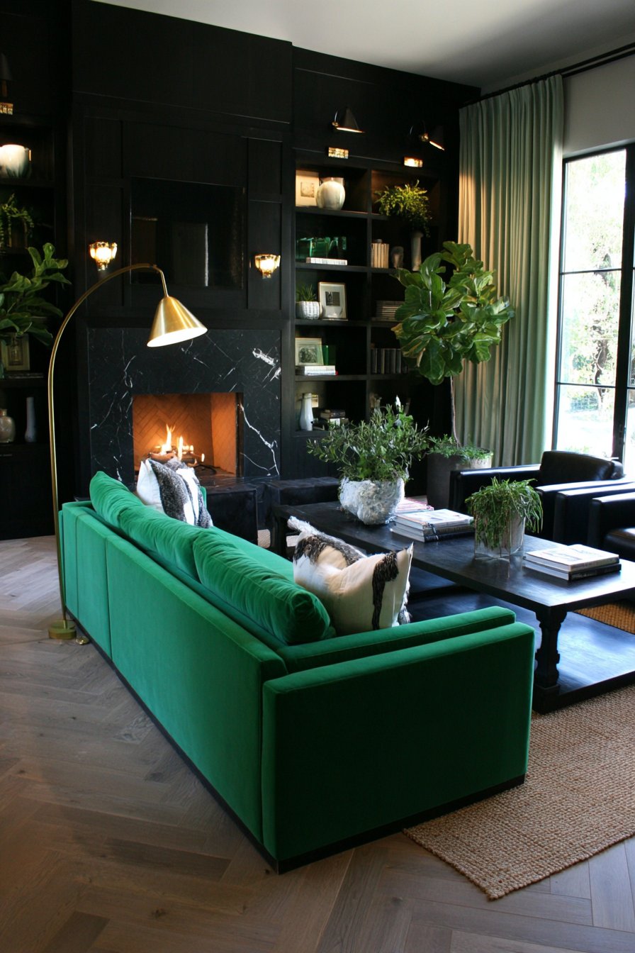  Black and green living room ideas (